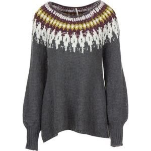 Free People Baltic Sweater Fair Isle Oversized Boho Knit Wool Alpaca Blend